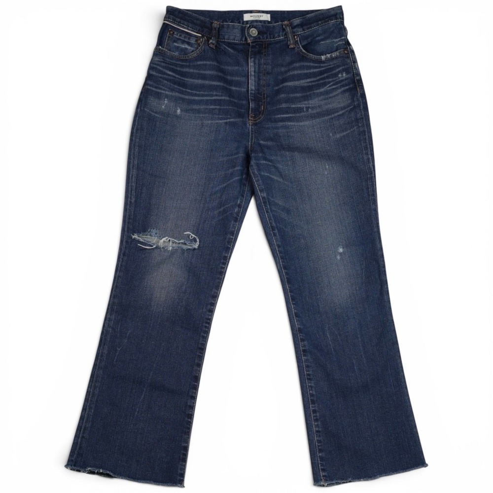 MOUSSY Vintage High Rise Cropped Flare Jeans 29 Raw Hem Made in Japan Rhode